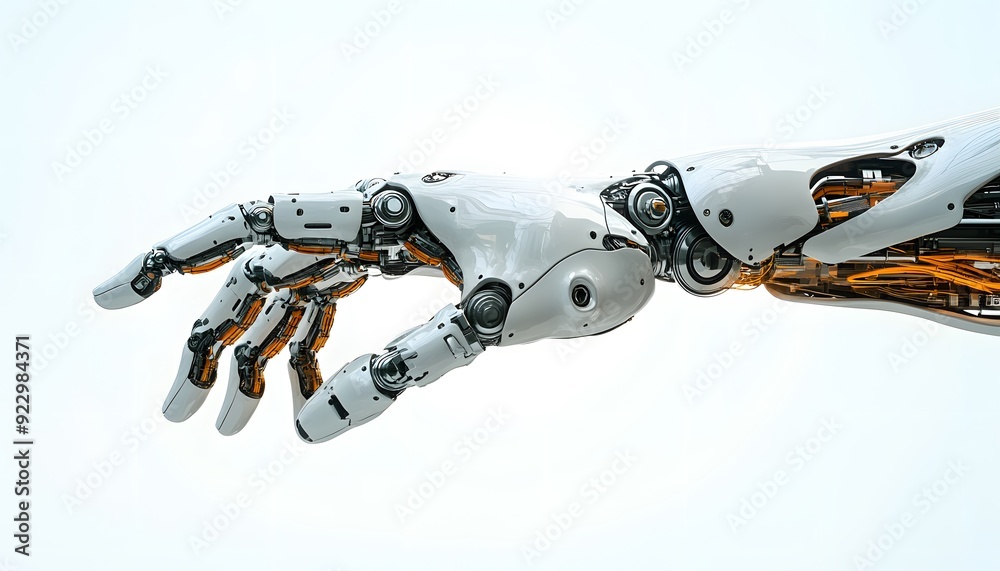 3D Render of a Detailed White Robotic Hand Reaching Out 3D Render of a Detailed White Robotic Hand Reaching Out