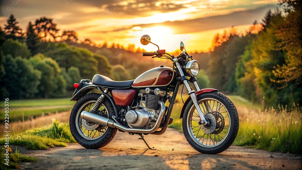 Naklejka premium Vintage Motorcycle at Sunset.
