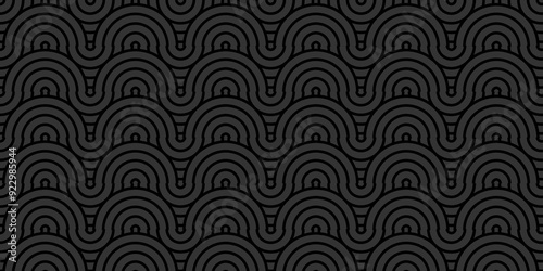 	
Vector abstract traditional geometric overlapping creative wave circle minimal lapping textile round vector texture. black fabric element repeat swirl geometrical background.
