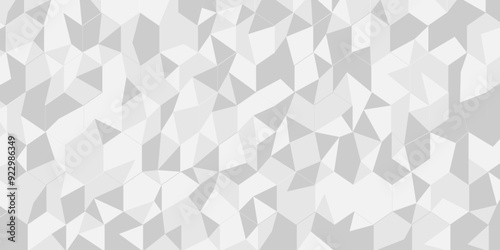 Vector glowing white and grey gradient abstract triangle polygon mosaic. vector geometric ornament. seamless diamond technology black and gray triangle element light background.