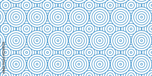 Abstract traditional geometric overlapping creative wave circle minimal lapping textile round vector texture. blue and white fabric element repeat swirl geometrical background.