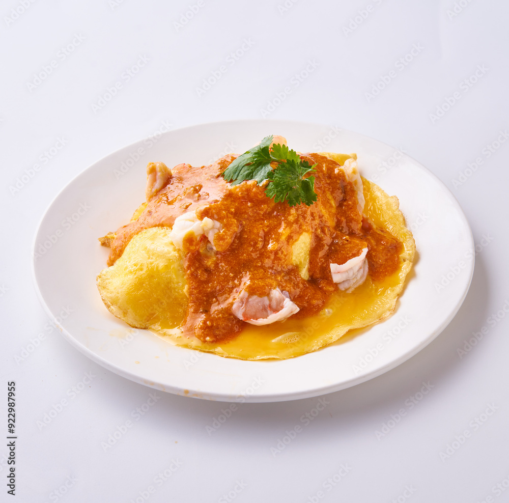 Shrimp Egg Wrapped Rice with Shrimp Roe Sauce