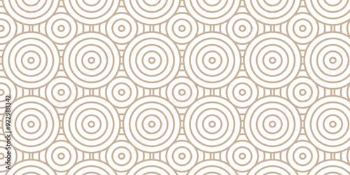 Seamless wave pattern with circles fabric curl Transparent vector backdrop. Seamless overlapping pattern with wave line circle brown geometric retro background.