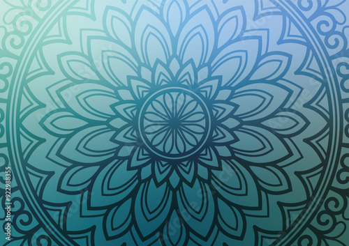 Blue mandala line pattern geometry background