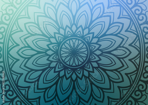 Blue mandala line pattern geometry background