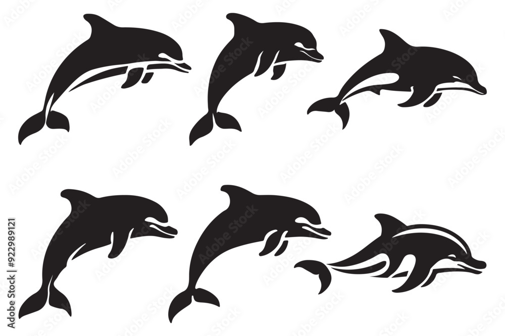 Naklejka premium Dolphin silhouette vector illustration .
