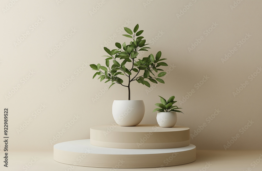 White Podiums with Monstera Plant in Sunlight
White Podiums with Monstera Plant in Sunlight