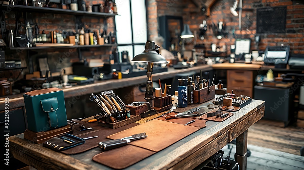 Neatly Arranged Barber Tools for Professional Grooming Services Neatly Arranged Barber Tools for Professional Grooming Services