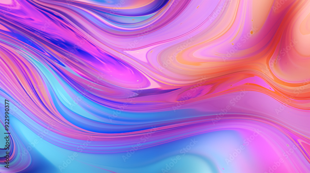 Obraz premium Abstract fluid iridescent vibrant holographic wave background