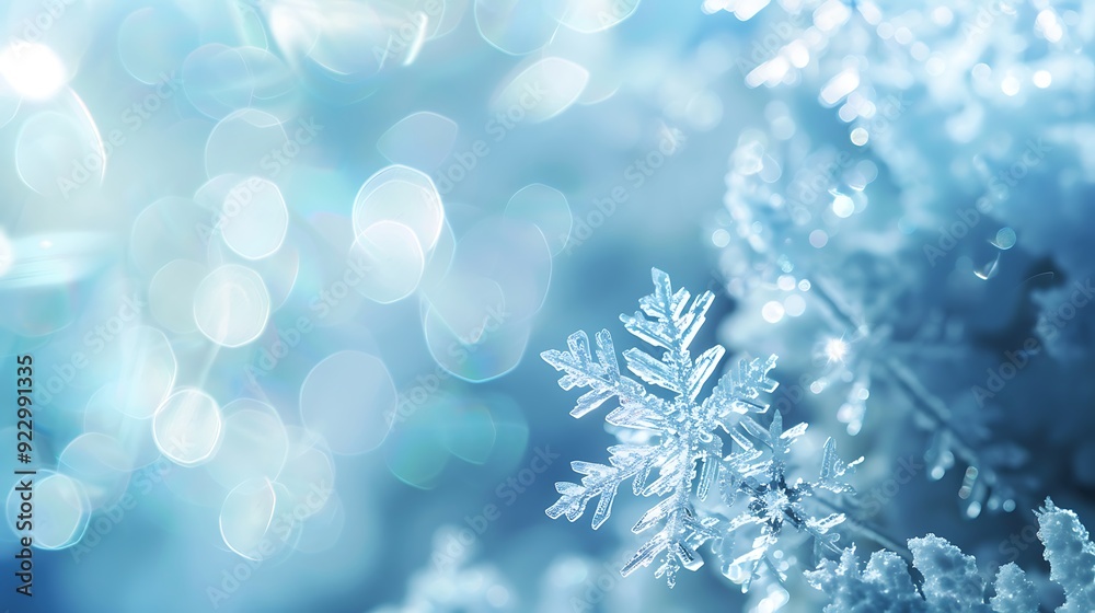 Close-up of a snowflake revealing its intricate crystalline structure and showcasing the beauty of winter. Close-up of a snowflake revealing its intricate crystalline structure and showcasing the beauty of winter.