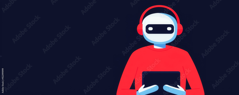 Fototapeta premium E-commerce automated customer service, AI chatbot assisting, flat design illustration