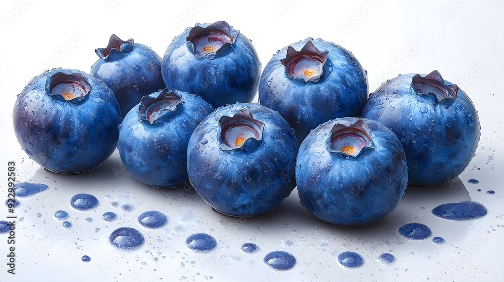 Obraz premium Blueberries On A White Background. Illustration On The Theme Of Food, Vitamins And Health. Generative AI 