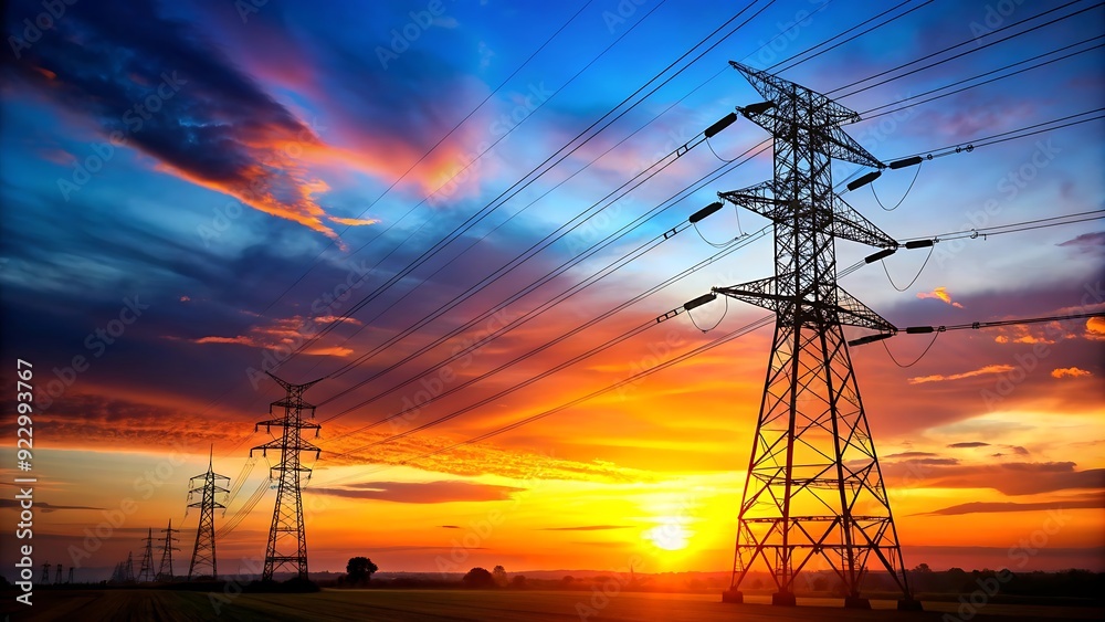 Power Lines at Sunset. Power Lines at Sunset.