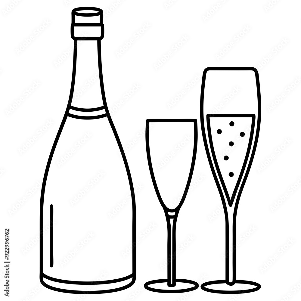 Drinks bottle and glass art vector illustration Drinks bottle and glass art vector illustration