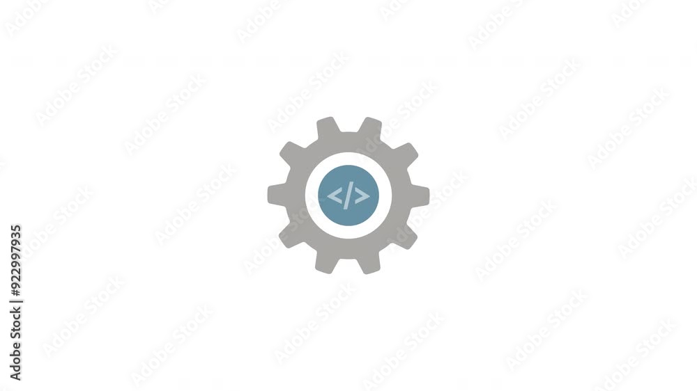 Gear with programming code symbol animation on white background. 4k video Gear with programming code symbol animation on white background. 4k video