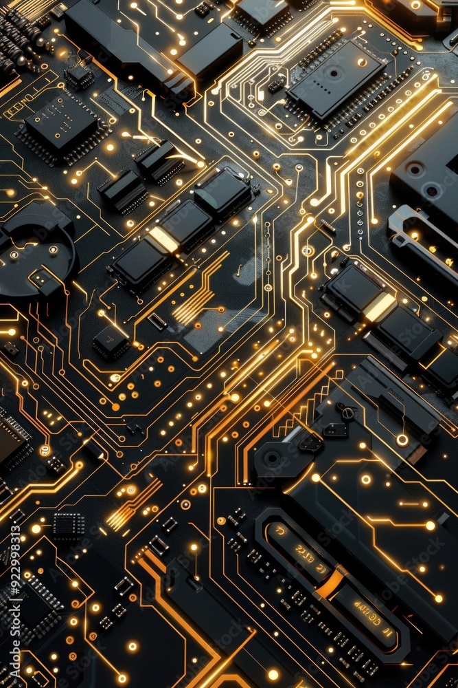 Computer Circuit Board Close Up