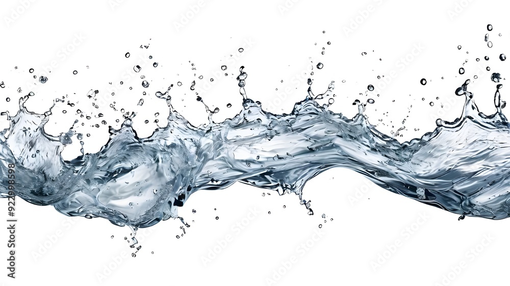 Set of strong flow of water on an isolated white background Set of strong flow of water on an isolated white background