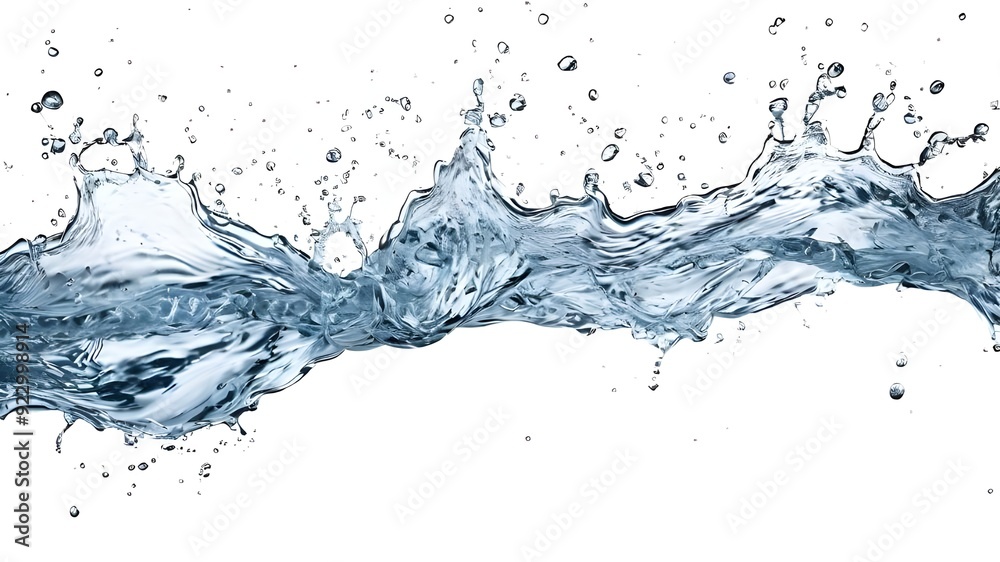 Set of strong flow of water on an isolated white background Set of strong flow of water on an isolated white background