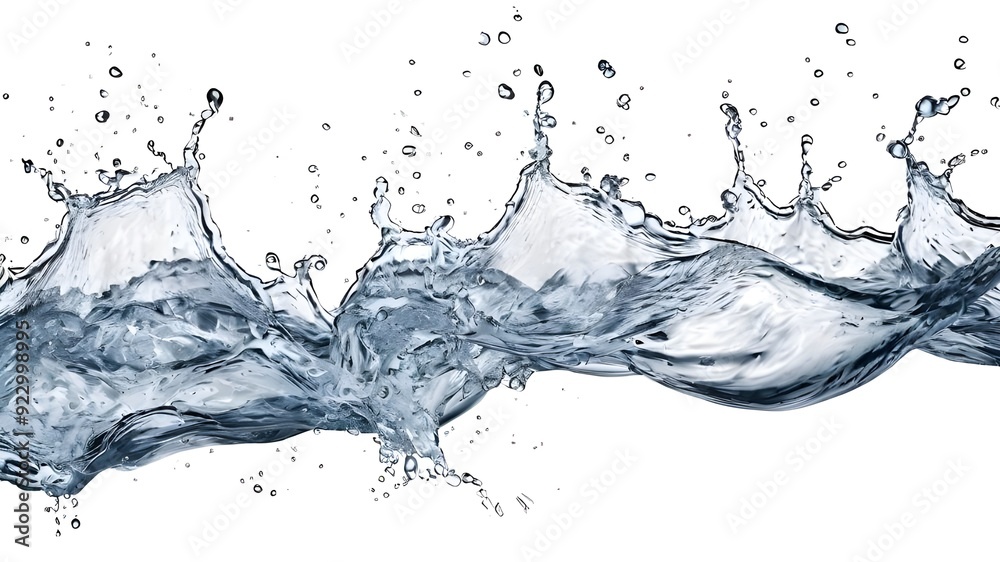 Set of strong flow of water on an isolated white background Set of strong flow of water on an isolated white background