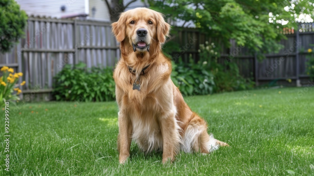 Golden Retriever in the Backyard Golden Retriever in the Backyard