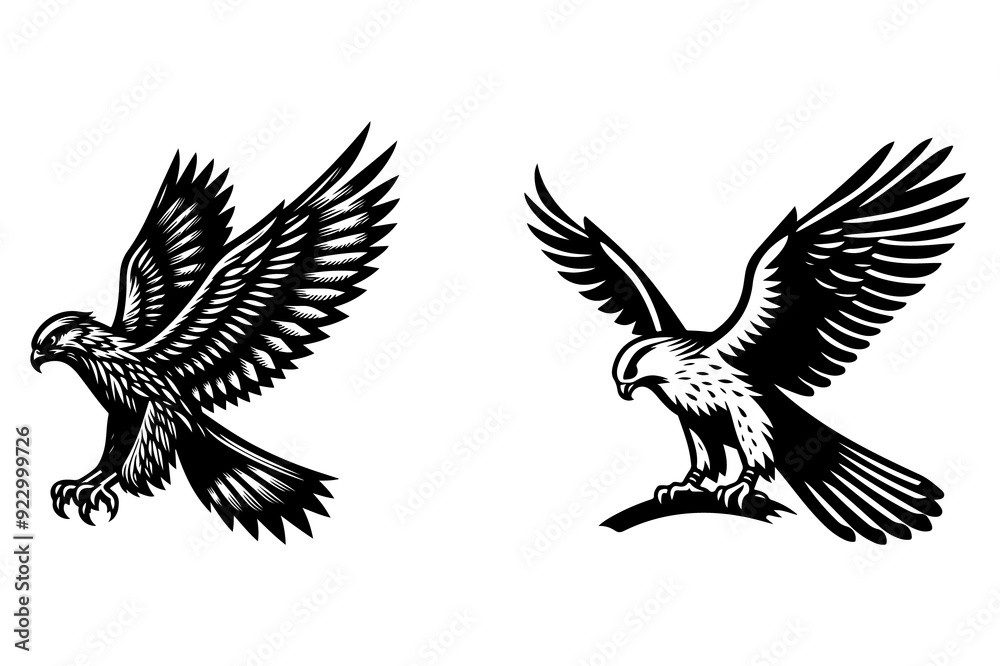 falcon set silhouette vector illustration isolated on transparent background- Generative AI falcon set silhouette vector illustration isolated on transparent background- Generative AI