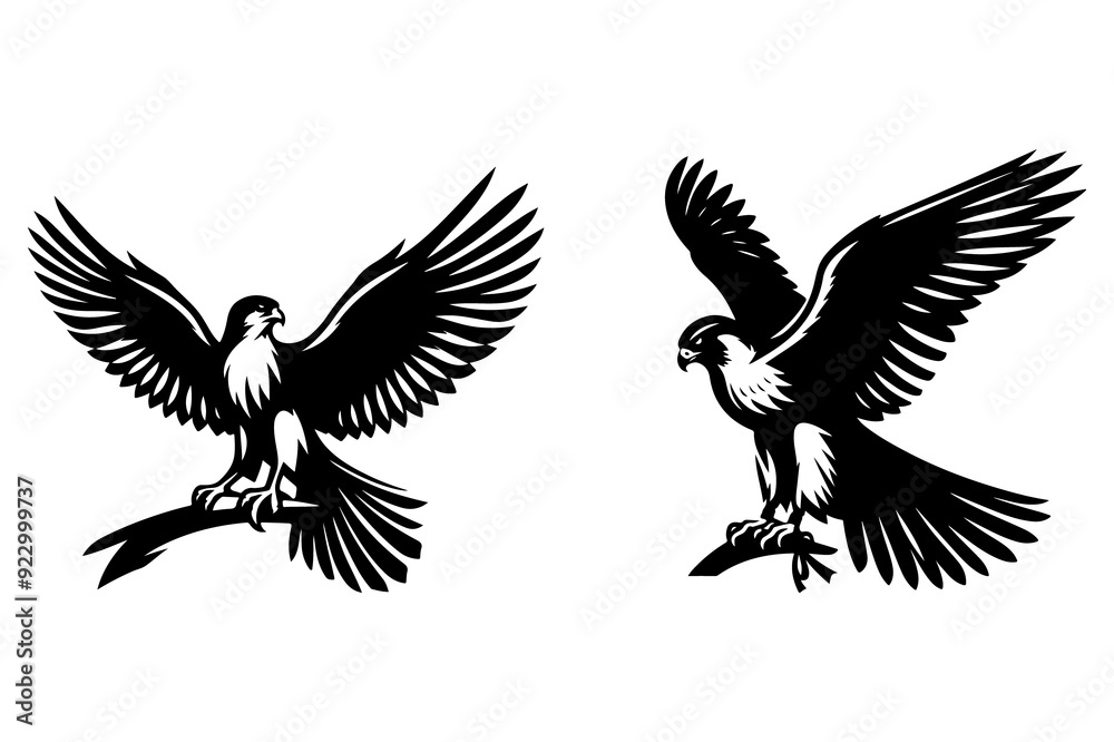 falcon silhouette vector illustration isolated on transparent background- Generative AI falcon silhouette vector illustration isolated on transparent background- Generative AI