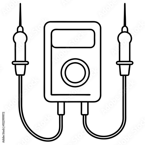 Multimeter with two leads art vector illustration