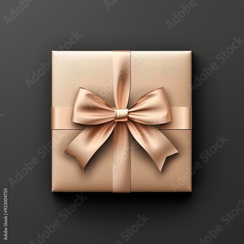 Elegant gold gift box with a ribbon on a black background. Perfect for celebrations, holidays, and special occasions.