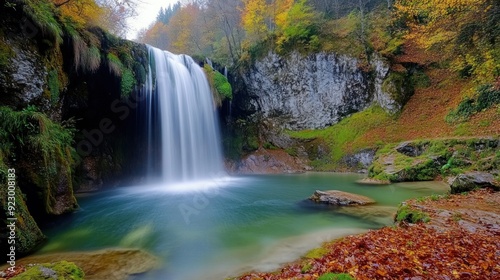 Waterfall in a Lush Forest
