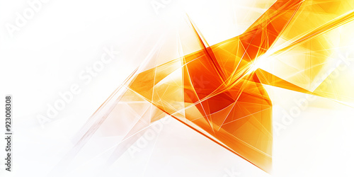 Technology abstract fractal lines background with low poly pattern, yellow orange and white color.	