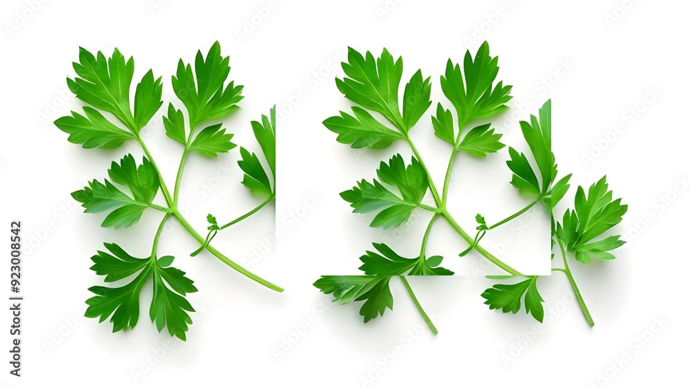 Fototapeta premium green leaves of parsley isolated on white background