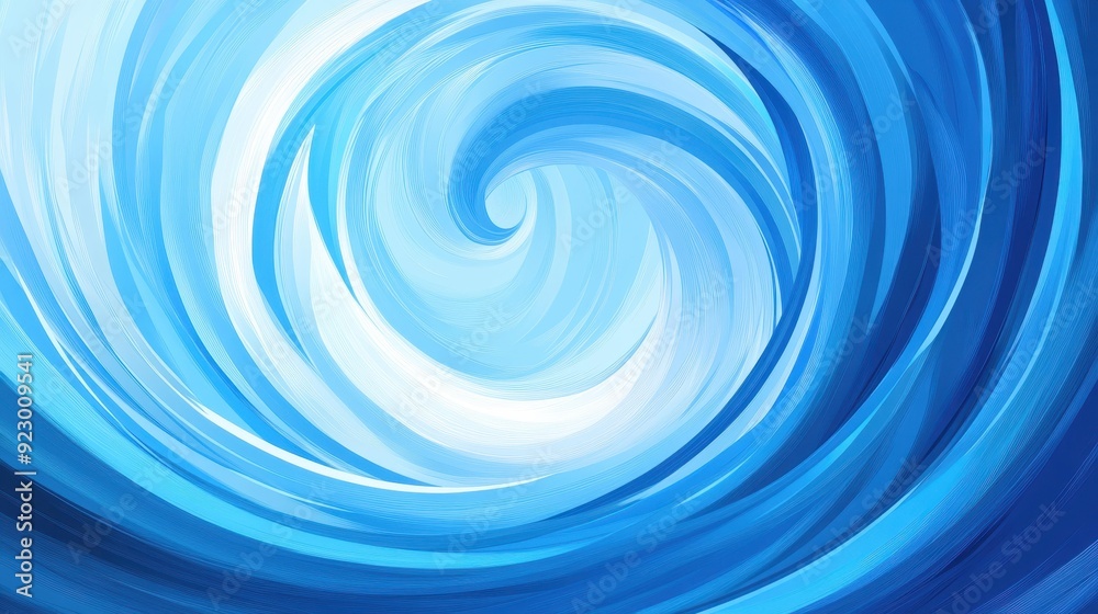 Fototapeta premium Vibrant blue wave spirals create a dynamic abstract backdrop, adding depth and movement to modern flat illustrations.