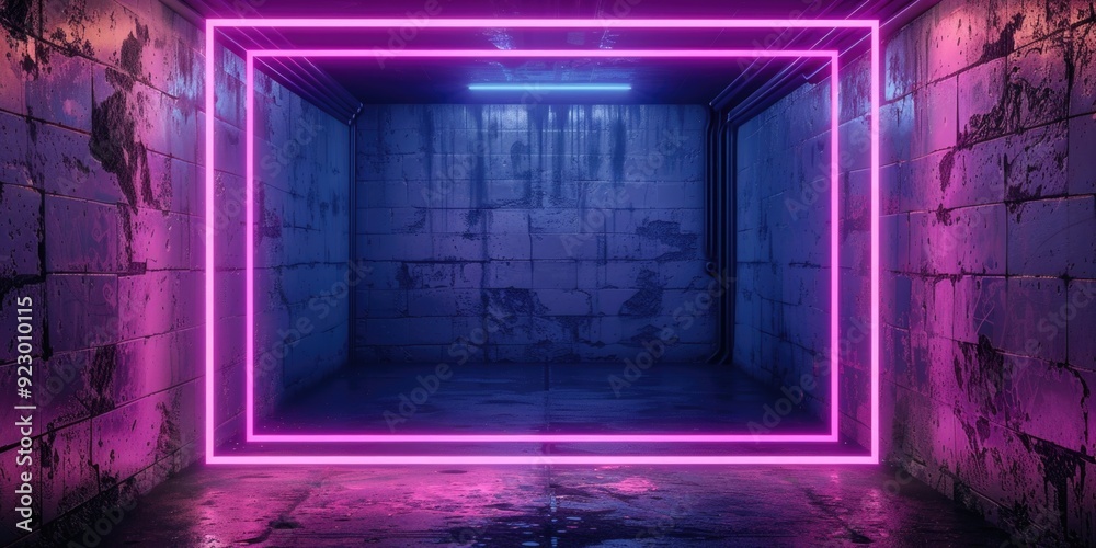Empty Room with Neon Frame Empty Room with Neon Frame