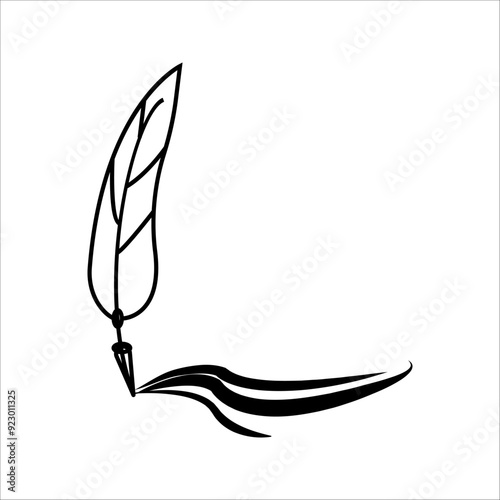 animal feather pen vector icon