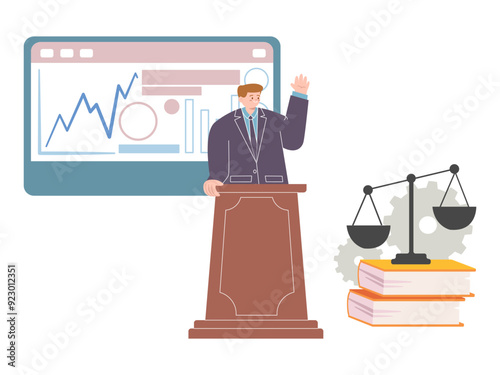 public law democratic law and order full rights social justice service law supremacy design icon illustration