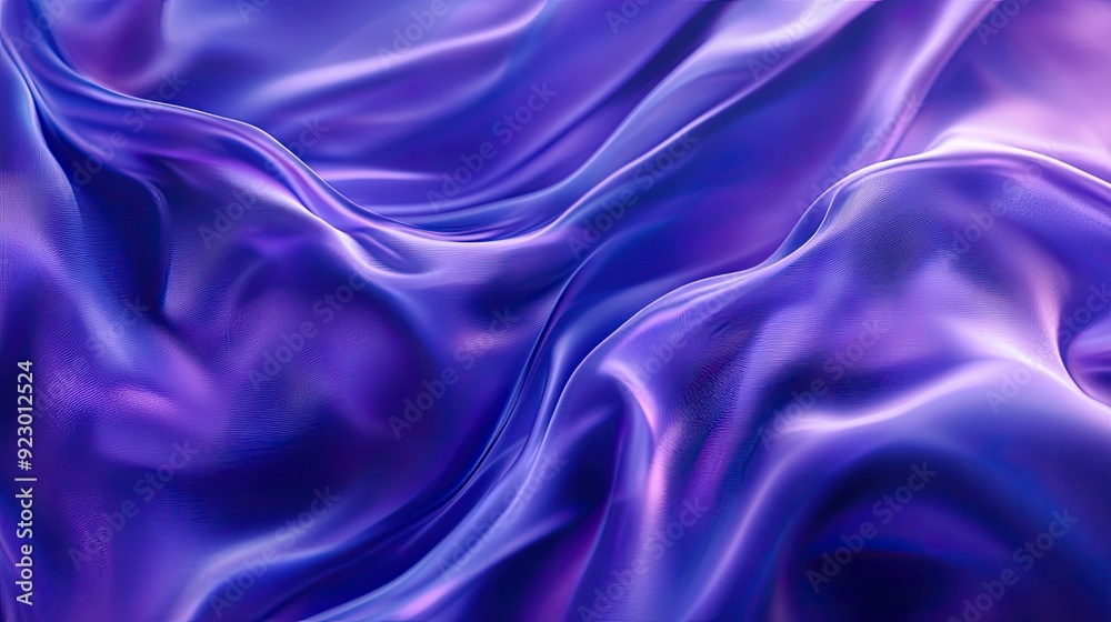 Obraz premium Luxurious Purple Silk Fabric with Smooth Waves and Shiny Texture, Perfect for Backgrounds and Design Projects