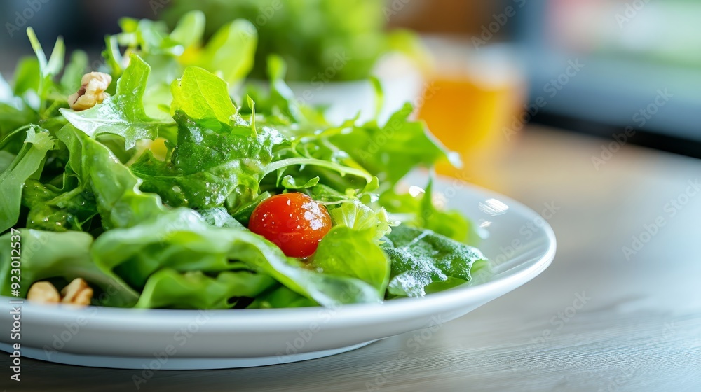 Healthy Green Salad with Cherry Tomatoes and Nuts Healthy Green Salad with Cherry Tomatoes and Nuts