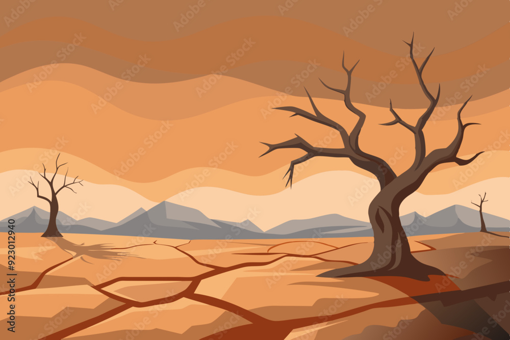 A hauntingly desolate landscape depicting the apocalypse of Earth art vector illustration A hauntingly desolate landscape depicting the apocalypse of Earth art vector illustration