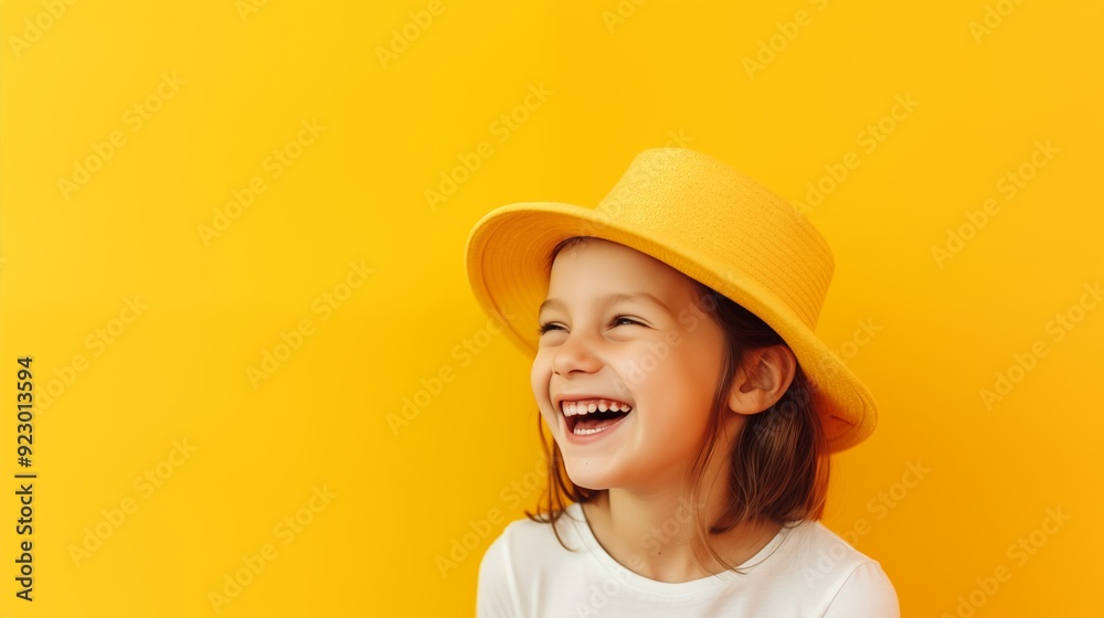 Cute little europe white girl wear hat laughing and smiling Cute little europe white girl wear hat laughing and smiling