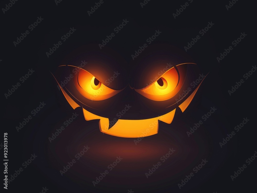 Fototapeta premium Halloween Pumpkin with Glowing Eyes
