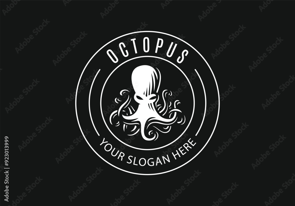 Fototapeta premium Octopus vector logo illustration with vintage style Badge