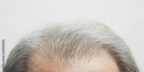 Close up on white hair from behind with baldness and signs of gray hair, generative AI