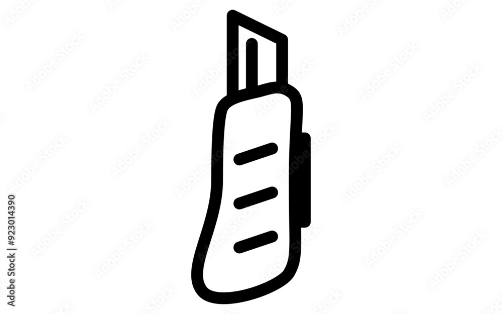 Tool icon with simple line drawing in black and white, cutter Tool icon with simple line drawing in black and white, cutter