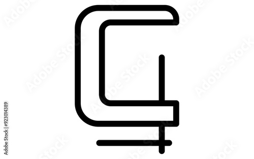Tool icon with simple line drawing in black and white, Clamps