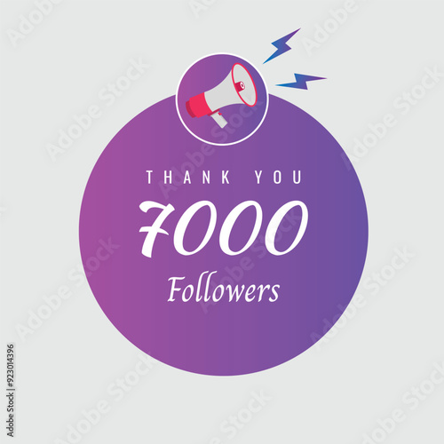 7000 OR 7k followers celebration. Thank you 7000   followers congratulation template banner. banner for social 7k friends and followers. celebrate subscribers and followers.
 photo