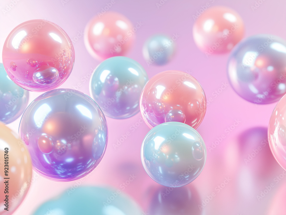a 3D background featuring large, glossy pastel spheres a 3D background featuring large, glossy pastel spheres