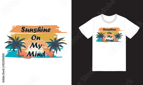 retro vintage, summer sunset t shirt design vector