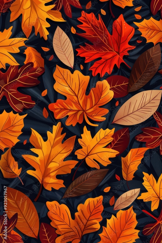 Colored Leaves on Black Background Colored Leaves on Black Background