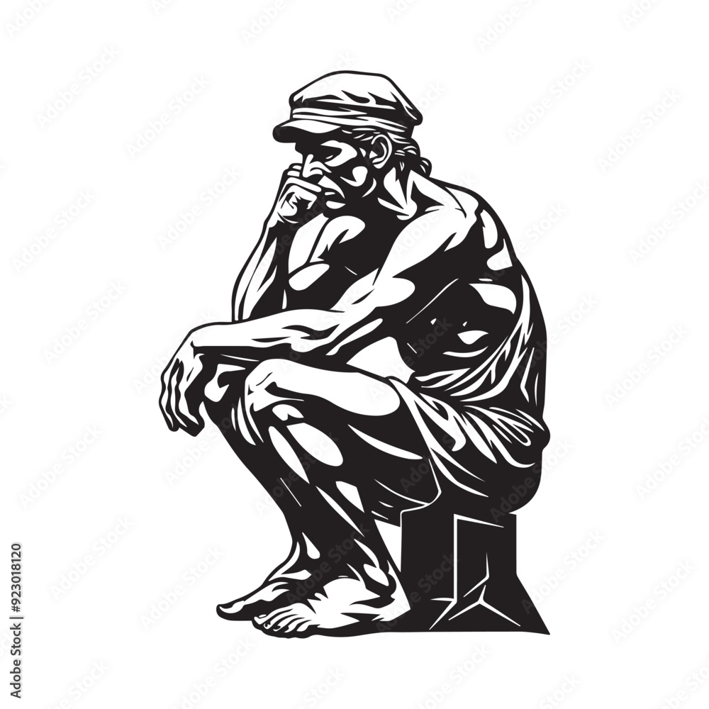 Lonely Old Man Sitting Vector Silhouette Illustration on white background Lonely Old Man Sitting Vector Silhouette Illustration on white background