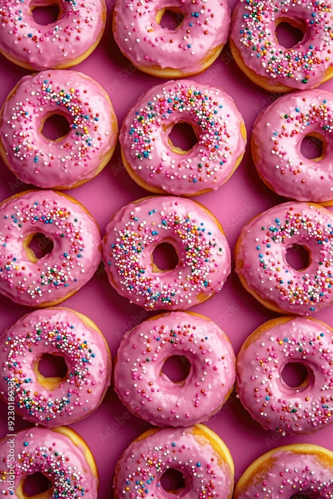 Pink donuts with sprinkles Pink donuts with sprinkles